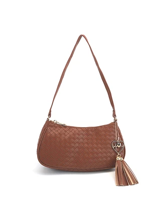 Like Dreams Ash Heart Tassel Woven Shoulder Bag