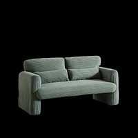 Modern Corduroy Loveseat Sofa with Pillows and Support