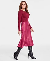 I.n.c. International Concepts Women's Faux-Leather A-Line Skirt, Created for Macy's