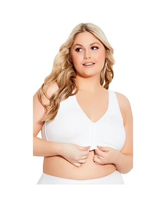 Avenue Plus Size Comfort Cotton Wire Free Front Close Bra