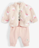 Disney Baby Girls Minnie Mouse Fleece Jacket, Bodysuit & Pants Set