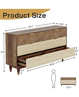 Tribesigns 6-Drawer Dresser for Bedroom: 55 Inches Modern Chest of Drawers with Gold Metal Handles