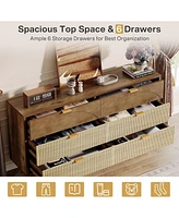 Tribesigns 6-Drawer Dresser for Bedroom: 55 Inches Modern Chest of Drawers with Gold Metal Handles