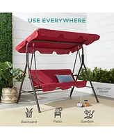 Best Choice Products 2-Person Outdoor Large Convertible Canopy Swing Glider Lounge Chair w/ Removable Cushions