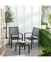 Best Choice Products 3-Piece Stackable Patio Bistro Set, Outdoor Chat Furniture w/ 2 Chairs, Table