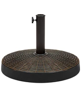 Best Choice Products 55lb Round Wicker Style Resin Patio Umbrella Base Stand w/ 1.75in Hole, Bronze Finish - Black