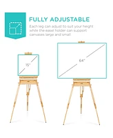 Best Choice Products French Easel, 32pc Beginners Kit Portable Wooden Adjustable Tripod w/ Paint Supplies