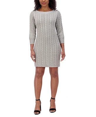 Jessica Howard Women's 3/4-Sleeve Cable Knit Dress