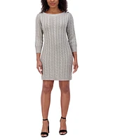 Jessica Howard Women's 3/4-Sleeve Cable Knit Dress