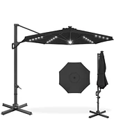 Best Choice Products 10ft 360-Degree Solar Led Lit Cantilever Patio Umbrella, Outdoor Hanging Shade