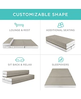 Best Choice Products 4in Thick Folding Portable Taupe Mattress Topper w/ Carry Case