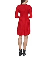 Jessica Howard Women's Mock Neck Cable-Knit Sweater Dress