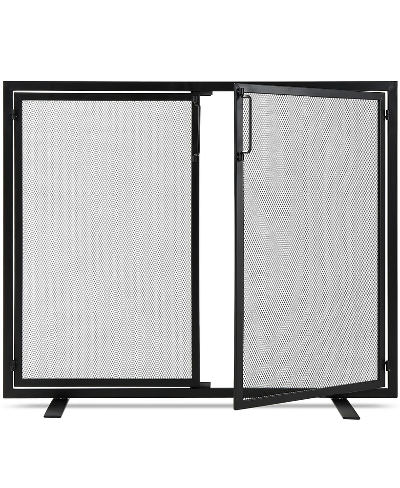 Best Choice Products 38.5x31in 2-Door Fireplace Screen, Handcrafted Wrought Iron Spark Guard w/ Magnetic Doors