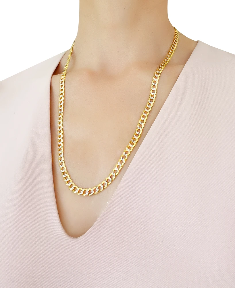 24" Two-Tone Open Curb Chain Necklace (5-3/4mm) in Solid 14k Gold & White Gold - Two