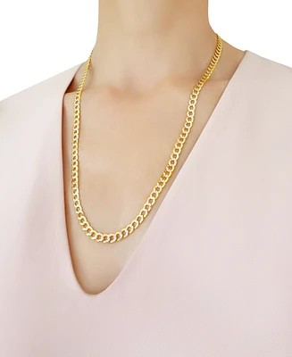 24" Two-Tone Open Curb Chain Necklace (5-3/4mm) in Solid 14k Gold & White Gold - Two