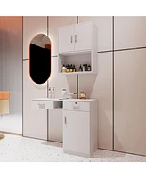 Slickblue Wall-Mounted Barber Shampoo Station – Storage Cabinet for Salon, Beauty, and Spa Equipment