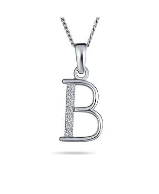 Bling Jewelry Delicate Abc Cubic Zirconia Pave Cz Capital Block Letter Alphabet Initial Pendant Necklace For Women .925 Sterling Silver