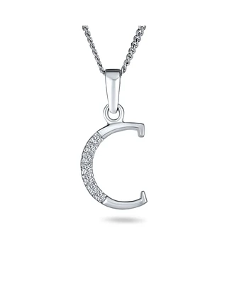 Bling Jewelry Delicate Abc Cubic Zirconia Pave Cz Capital Block Letter Alphabet Initial Pendant Necklace For Women .925 Sterling Silver