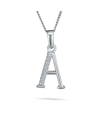 Bling Jewelry Delicate Abc Cubic Zirconia Pave Cz Capital Block Letter Alphabet Initial Pendant Necklace For Women .925 Sterling Silver