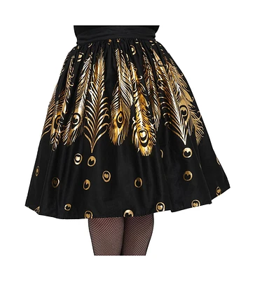 Unique Vintage Plus Printed Woven Gellar Swing Skirt