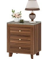 Tribesigns Nightstand with 3 Drawers, Wood Bedside Table Night Stands for Bedroom, Sofa Side End Table with Storage Drawers for Living Room, Small Spa