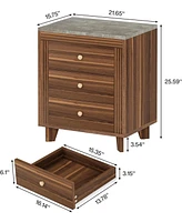 Tribesigns Nightstand with 3 Drawers, Wood Bedside Table Night Stands for Bedroom, Sofa Side End Table with Storage Drawers for Living Room, Small Spa