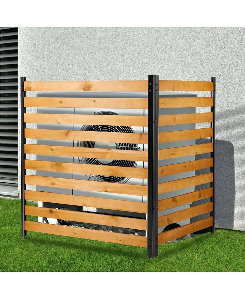 Skonyon 42in x 38in Wood Outdoor Privacy Fence Screens with Metal Stakes (2-Panel)