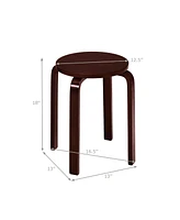 Gymax Set of 4 18" Stacking Stool Round Dining Chair Backless Wood Home Decor Brown