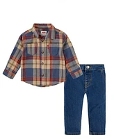 Levi's Infant Boys Flannel Shirt and Taper Pants, 2-Piece Set