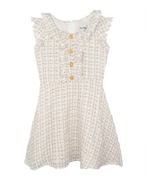 Rare Editions Big Girls Faux Buttons Boucle Dress