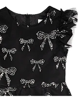 Rare Editions Big Girls Velvet Sequin Bow Party Dress