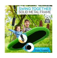 SereneLife Heavy-Duty Oval Swing for Indoor and Outdoor Use - Green