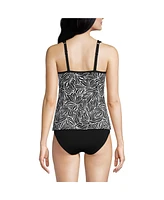 Lands' End Women's Chlorine Resistant Smoothing Control Mesh High Neck Tankini Swimsuit Top