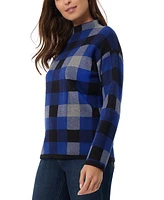 Jones New York Petite Plaid Jacquard Mock Neck Sweater