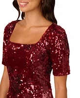 Adrianna Papell Women's Square-Neck Sequin Gown