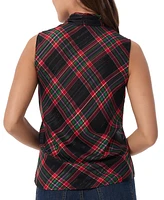 Jones New York Petite Plaid-Print Bow-Tie Sleeveless Top