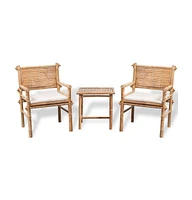 vidaXL 3 Piece Bistro Set with Cushions Bamboo