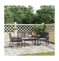 vidaXL 4 Piece Patio Lounge Set with Cushions Black Steel