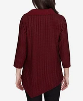 Ruby Rd. Petite Split Cowl Neck Textured Herringbone Jacquard Knit Top