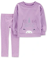 Carter's Baby Girls Glitter Unicorn Sweatshirt & Leggings, 2-Piece Set