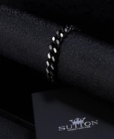 Rhona Sutton Black Silver Curb Chain Stainless Steel Bracelet