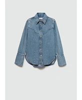 Mango Women's Seams Detail Denim Shirt