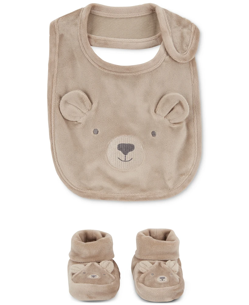 Carter's Baby Bear Booties & Bib, 3 Piece Set