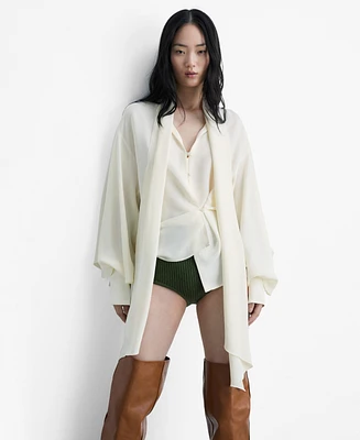Mango Women's Neck Tie Fluid Blouse