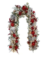 Puleo 6" x 10" Battery-Operated Pre-Lit Flocked Decorated Artificial Garland