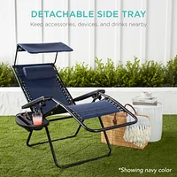 Best Choice Products Folding Zero Gravity Recliner Patio Lounge Chair w/ Canopy Shade, Headrest