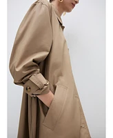 Mango Women's Shirt Collar Cotton Trench Coat