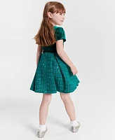 Rare Editions Little Girls Velvet and Sequin Tweed Dress