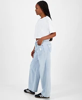 Indigo Rein Juniors' Cotton Wide-Leg Drawstring Jeans