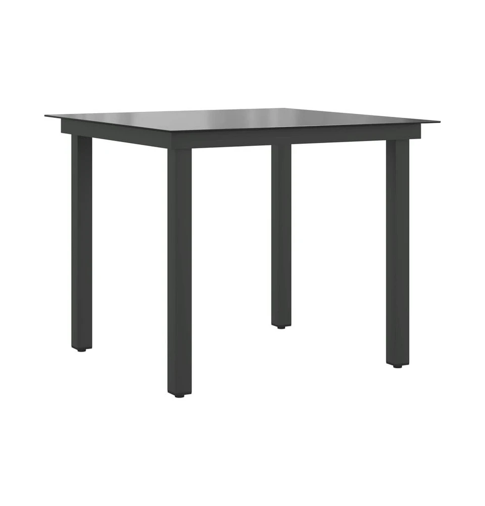 vidaXL Patio Table Black 31.5"x31.5"x29.1" Aluminum and Glass